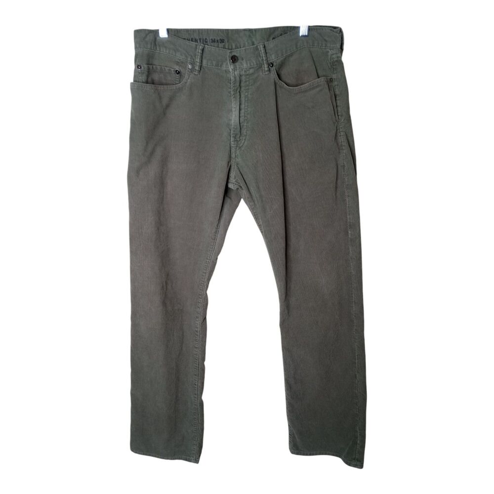 Gap Jeans Mens Corduroy Straight Leg 34 Gray Pearl Preppy Classic Zip 5 Pocket